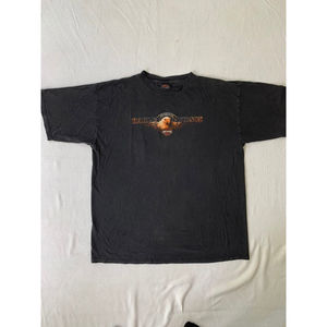 2007 Harley Davidson Logo Black Short Sleeve Tee with Eagle Decal, Size 2XL